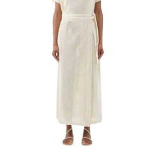 NWT Boteh Citrine Crochet Net Wrap Skirt Womens 4 Large Cream Maxi Cotton NEW